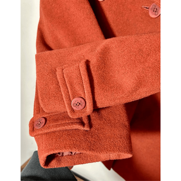 LL Bean Women’s 100% Wool Double Breasted Peacoat Jacket Bellandi Red 2XL 250449 - Picture 3 of 9